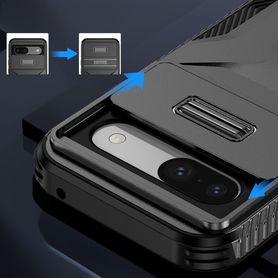 Tok Google Pixel 8a, Slide Lens Lid, fekete