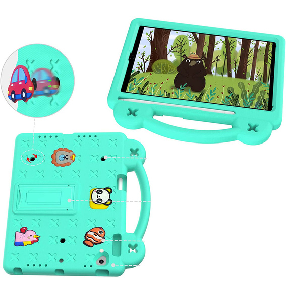 Gyermek tok iPad 9.7" 2018/2017 (6/5 gen.) / Pro 9.7" 2016, Cute Patterns, állvánnyal, zöld