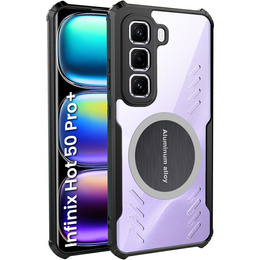 Tok Infinix Hot 50 Pro+ 4G, mágneses lemezzel, átlátszó / fekete