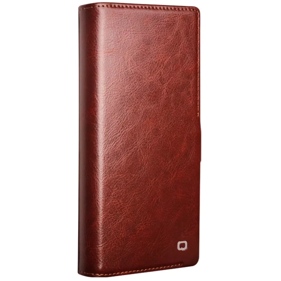 Flip tok Samsung Galaxy S25 Ultra, QIALINO Leather Wallet, sötétbarna