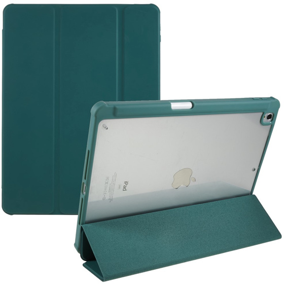 Tok iPad 10.2 2021 / 2020 / 2019, Smartcase Hybrid, tolltartó résszel, sötétzöld