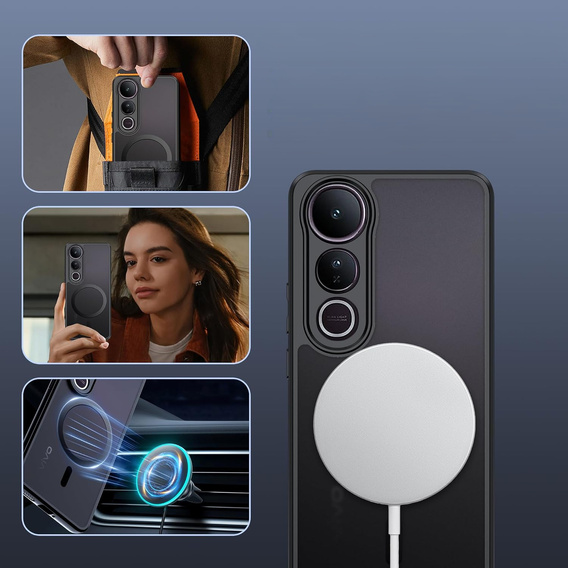 Tok Vivo V50 Lite 4G / 5G-hoz, MagSafe, ERBORD Matt Case, fekete