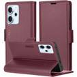 Tok Oppo Reno 14 F / 14 FS, ERBORD Glossy Litchi, pénztárca patenttal, piros