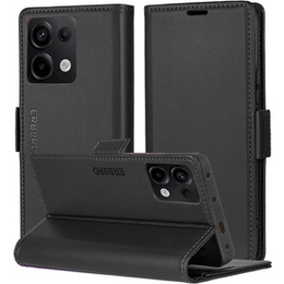 Tok Xiaomi Redmi Note 13 Pro 4G / Xiaomi Redmi Note 14S / Xiaomi Poco M6 Pro 4G, ERBORD Glossy Litchi, pénztárca patenttal, fekete