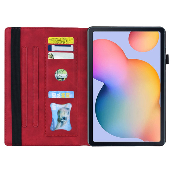 Tok Samsung Galaxy Tab S6 Lite, Classic, tolltartóval, piros
