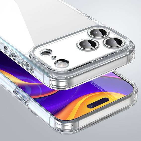 Szilikon tok iPhone 17 Pro Max készülékhez, kemény hátlappal, átlátszó
