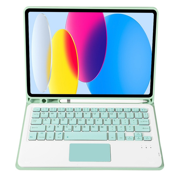 Tok + billentyűzet iPad 10.9 2022 10 Gen, TouchPad Pen Slot, világoszöld
