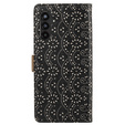 Flap tok Samsung Galaxy A25 5G, Wallet Pocket Zipper Lace, fekete