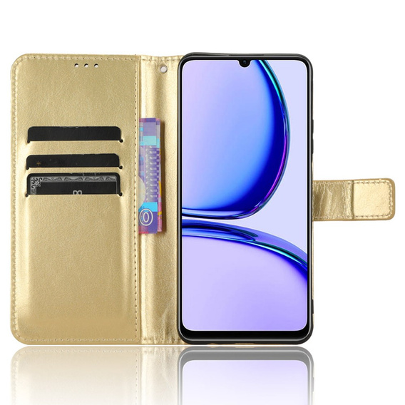 Pattintható tok a Realme Note 50, Crazy Horse Wallet, arany