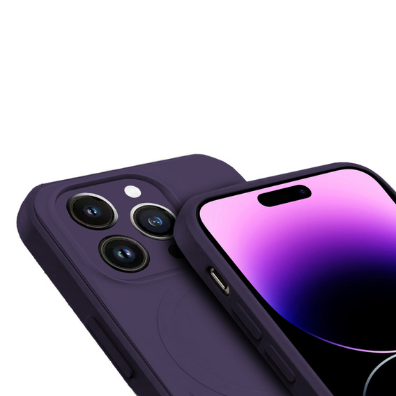 Szilikon tok Mag Cover lila iPhone 14 Pro Max-hoz
