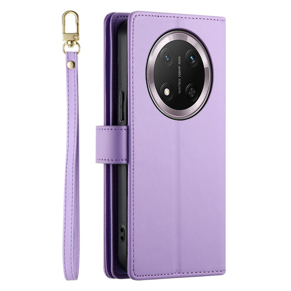 Pattintható tok a Honor Magic 7 Lite, Wallet Zipper Pocket, lila