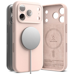 Ringke tok iPhone 17 Pro Max készülékhez, Szilikon mágneses MagSafe, rózsaszín homok