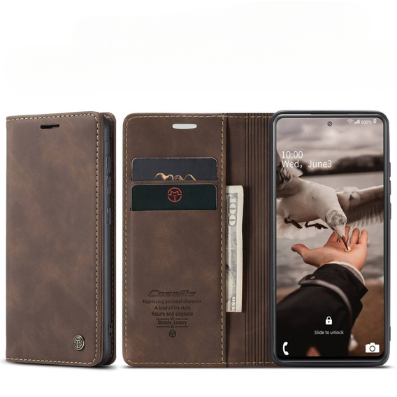 CASEME tok Samsung Galaxy S20 FE, Leather Wallet Case, barna