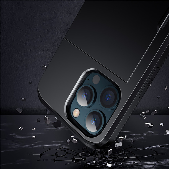 Telefontok a iPhone 12 / 12 Pro, Sliding Card Holder, fekete