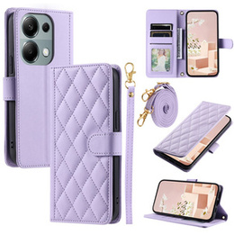 Flap tok Xiaomi Redmi Note 13 Pro 4G / Xiaomi Redmi Note 14S / Xiaomi Poco M6 Pro 4G, Rhombus Crossbody Leather, lila