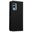 Pattintható tok a Nokia X30 5G, Wallet Litchi Magnet Case, fekete