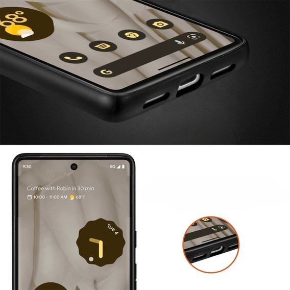 Telefontok a Google Pixel 7A, Leather Hybrid MagSafe, fekete