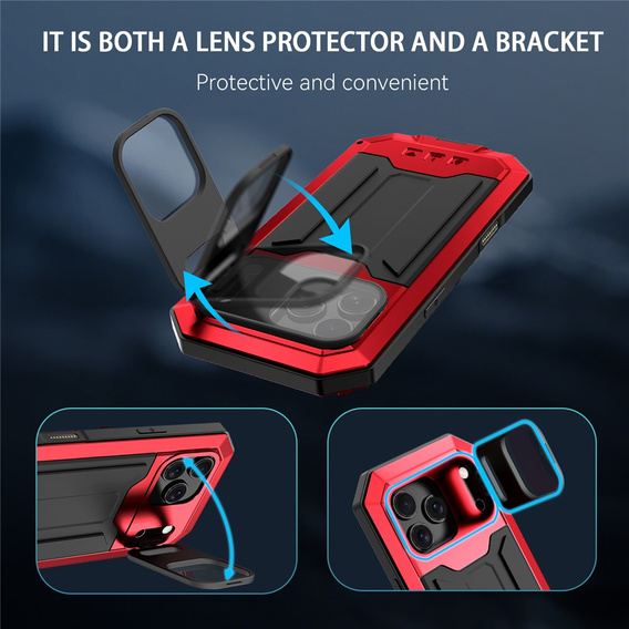 R-JUST páncélozott tok képernyővédővel és állvánnyal iPhone 17 Pro Max készülékhez