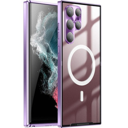 Kameravédő tok Samsung Galaxy S22 Ultra, CamShield MagSafe, átlátszó / lila