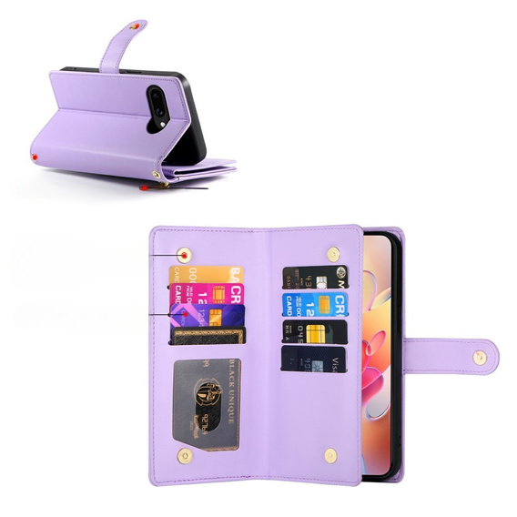 Pattintható tok a Samsung Galaxy A56 5G, Wallet Zipper Pocket, lila