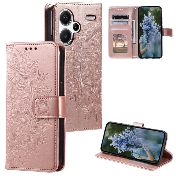 Pattintható tok a Xiaomi Redmi Note 13 Pro+, Mandala, rózsaszín rose gold