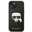 Karl Lagerfeld Telefontok a iPhone 14 Plus, Saffiano Karl's Head Patch, fekete