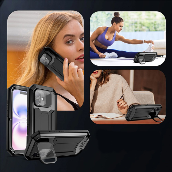 R-JUST páncélozott tok képernyővédővel és állvánnyal iPhone 17-hez