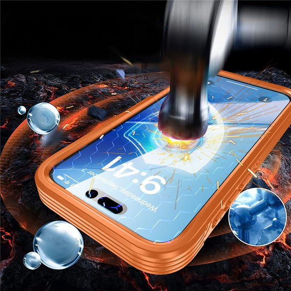 Ütésálló tok üveggel, MagSafe for iPhone 17 Pro, narancssárga