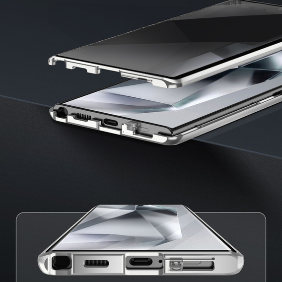 Tojás Samsung Galaxy S24 Ultra, Privacy Dual Glass, ezüst