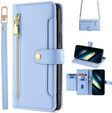 Pattintható tok a Xiaomi Poco F6 Pro, Wallet Zipper Pocket, kék