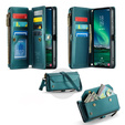 Tok CASEME Samsung Galaxy S25 FE, RFID Leather Wallet, vállpánttal, zöld