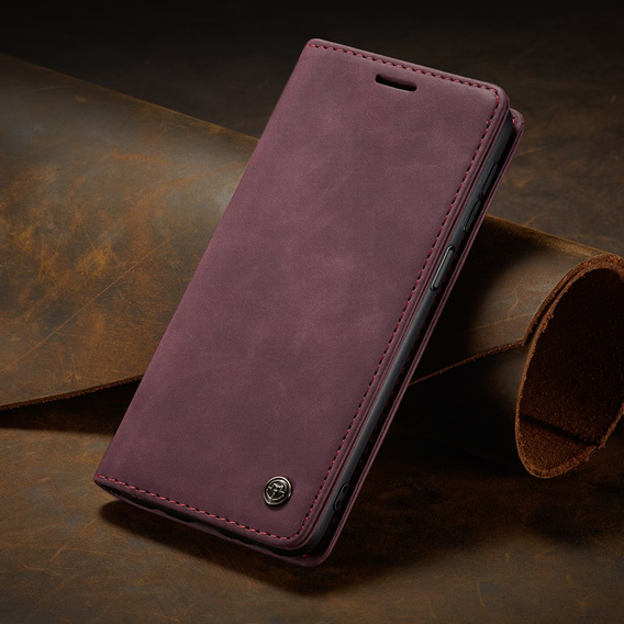 CASEME tok Xiaomi Redmi Note 10 / 10S, Leather Wallet Case, bordó