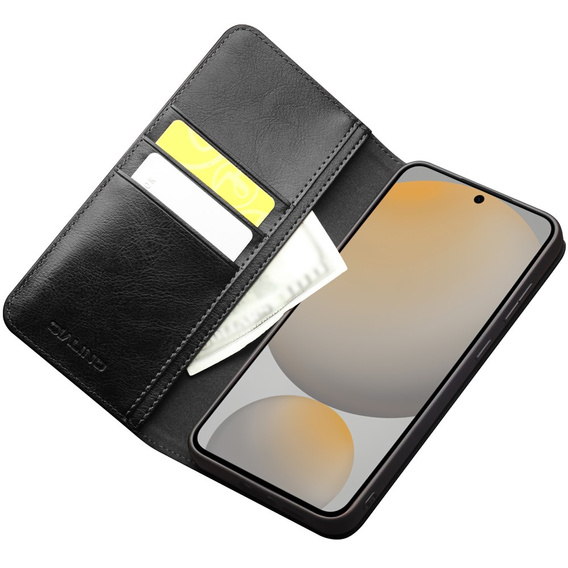 Flip tok Samsung Galaxy S25 FE, QIALINO Leather Wallet, fekete