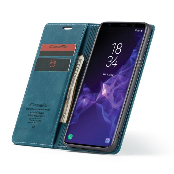 CASEME tok Samsung Galaxy S9, Leather Wallet Case, kék