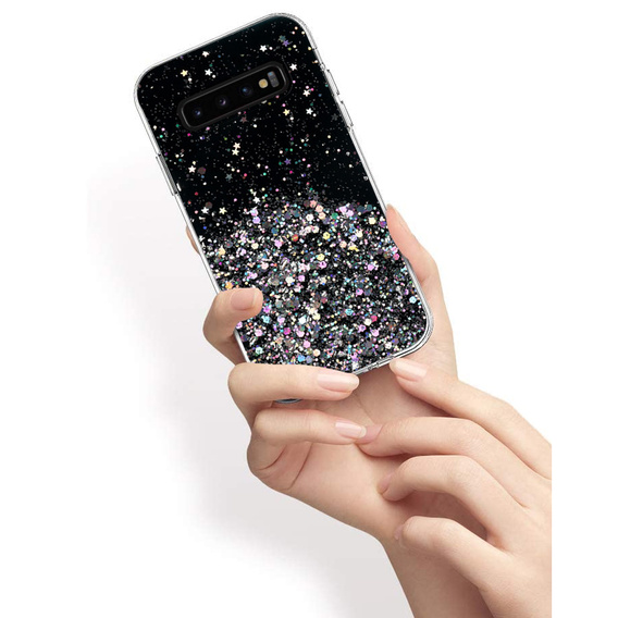 Telefontok a Samsung Galaxy S10 Plus, Glittery, fekete