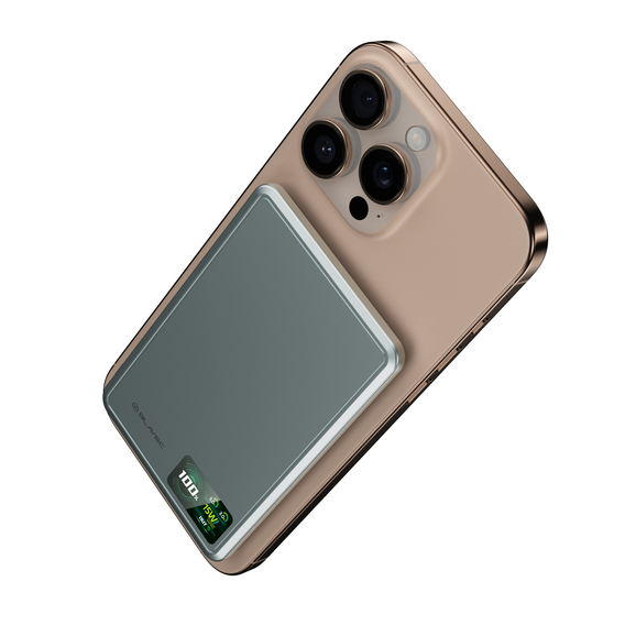 Blavec Power Bank 10000mAh BJ-03 Slim 13.5mm - C típus - 22.5W, MagSafe 3in1 - szürke