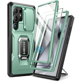 Páncélozott tok Samsung Galaxy S24 Ultra, TONGATE MECH sorozat gyűrűvel, világoszöld
