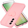 Tok Samsung Galaxy A56 5G, Silicone Heart, rózsaszín + 9H edzett