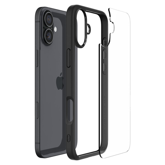 A Spigen tok iPhone 16 Plus, Ultra Hybrid, fekete + 9H edzett üveg