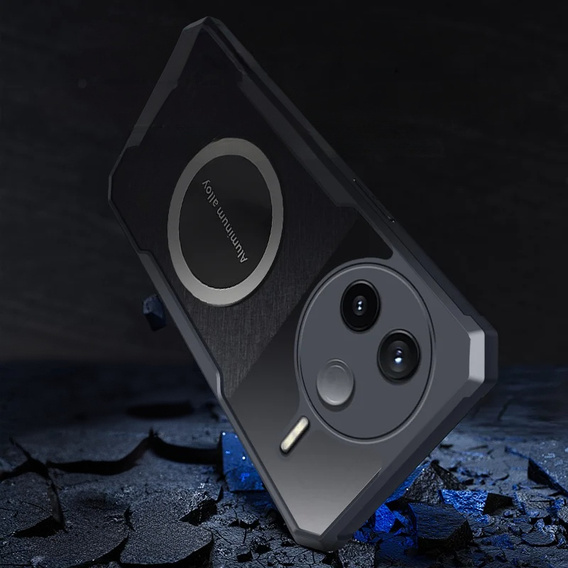 Tok Xiaomi Poco F7 Pro, mágneses lemezzel, átlátszó / fekete