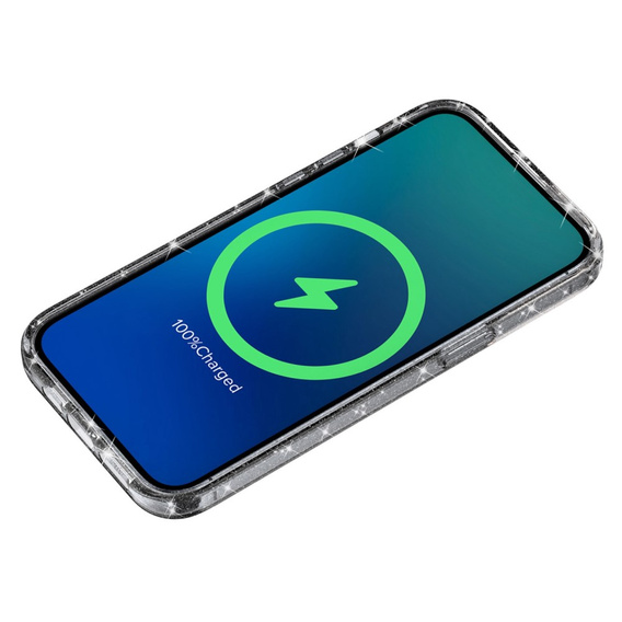 Tok iPhone 14 Plus, Glittery, MagSafe-hoz, fekete