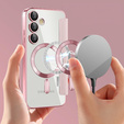 Pattintható tok a Samsung Galaxy S25 FE, RFID Wallet MagSafe CamShield, rózsaszín