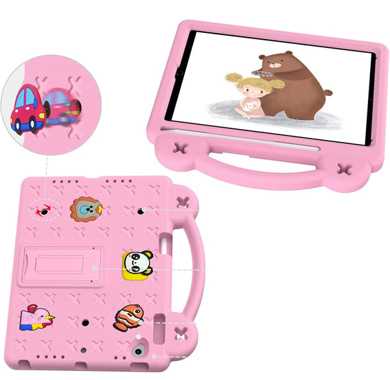 Gyermek tok iPad 9.7" 2018/2017 (6/5 gen.) / Pro 9.7" 2016, Cute Patterns, állvánnyal, rózsaszín