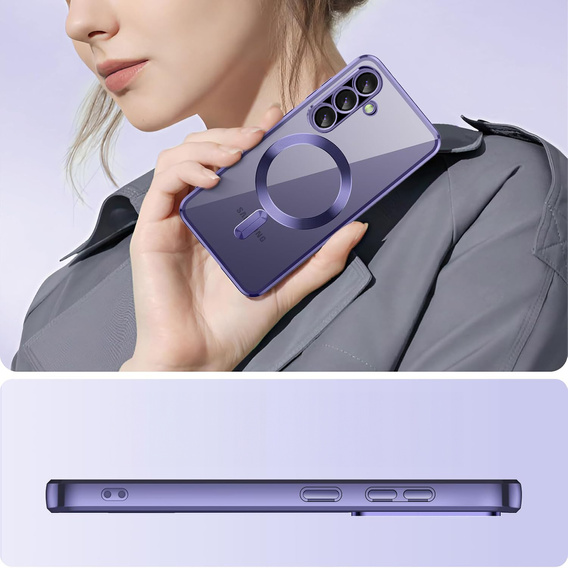 Tok Samsung Galaxy A36-hoz, Electro MagSafe, lila + üveg a képernyőhöz