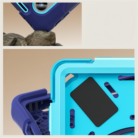 Gyerek tok Lenovo Tab M11, páncélozott, pánttal, tengerészkék / zöld