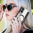 Pattintható tok a Samsung Galaxy S25 Edge, RFID Wallet MagSafe CamShield, fekete