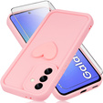 Tok Samsung Galaxy A36, Silicone Heart, rózsaszín + 9H edzett