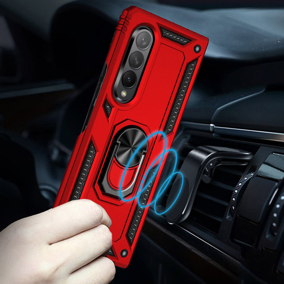 Páncélozott telefontok a Samsung Galaxy Z Fold3 5G, Nox Case Ring, piros