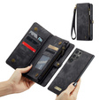 CASEME tok Samsung Galaxy S25 Ultra, Retro Leather Wallet, szíjjal, fekete