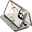 Magnetic Dual Glass MagSafe tok iPhone 15, arany